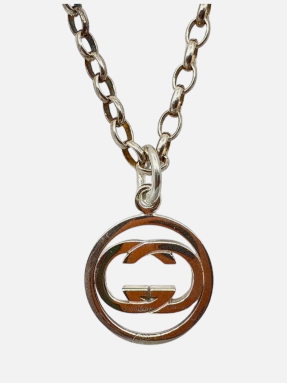 Gucci Sterling Silver 925 Interlocking GG Necklace 22 inches 9.6 dwt - Picture 2 of 10